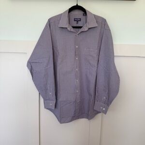 SEAN JOHN purple check long sleeve button front shirt men's XL‎ 17 1/2 Office